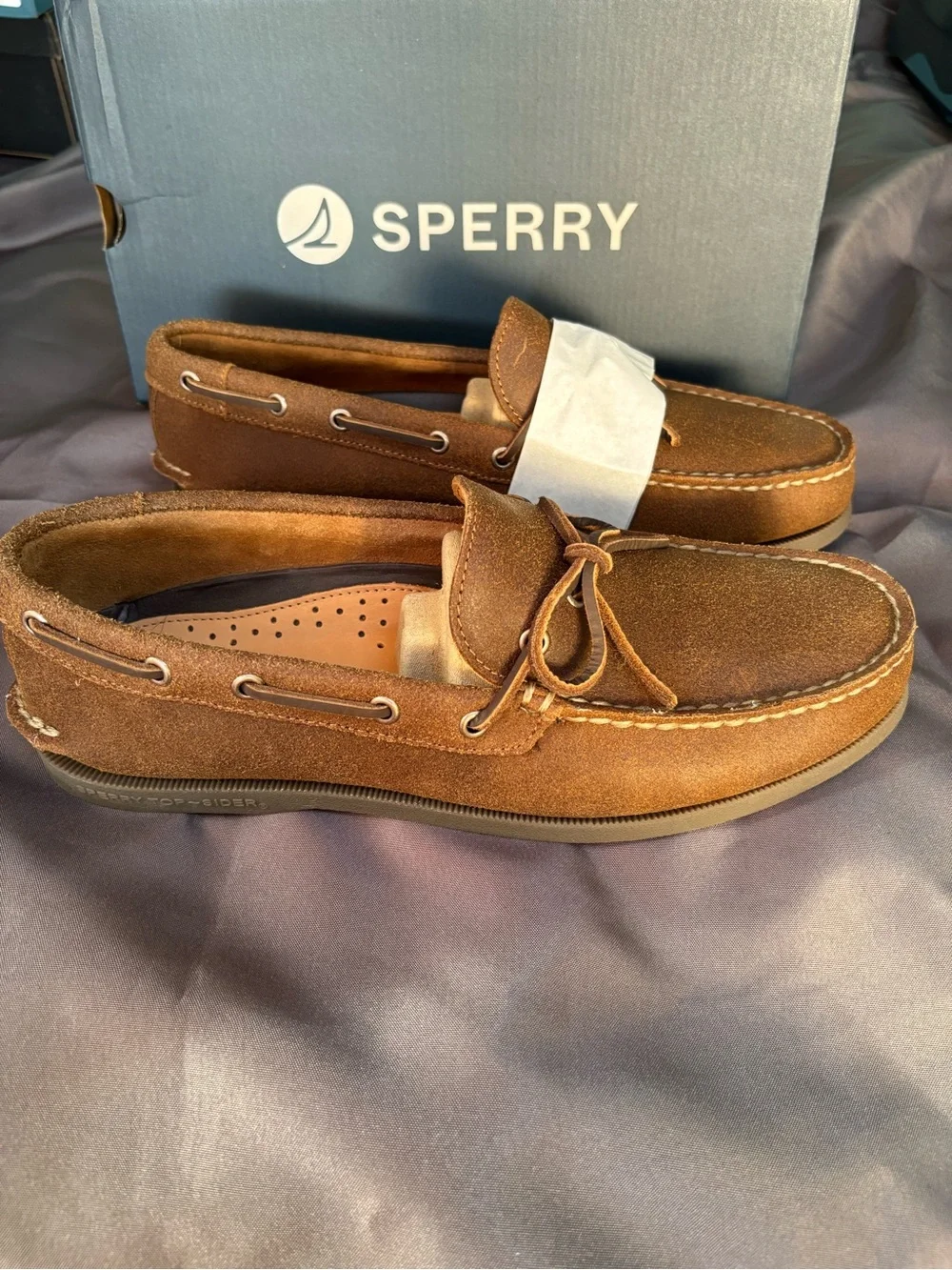 Sperry Men’s Tan Suede Moc Toe Boat Shoes